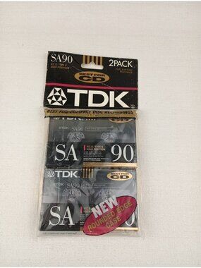 TDK SA90 Super High Resolution Type II Blank Cassette Tapes 2 Pack New Sealed